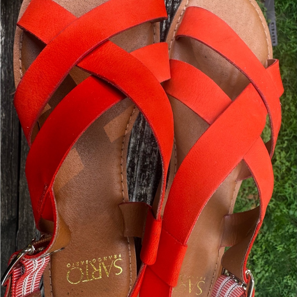 Franco Sarto Red Sandals with Crisscross Straps